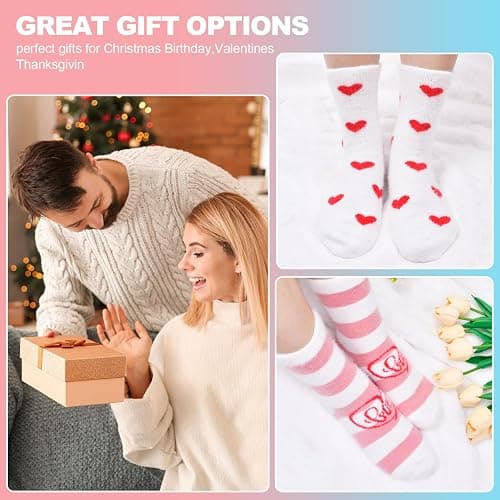 FilmHOO Valentines Day Gifts for Her Wife Fuzzy Socks for Women Cozy Fluffy Warm Socks Birthday Galentines Day Gifts thumbnail 2