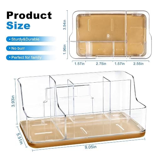 LAREKUN Gold Vanity Bathroom Countertop Storage Rack Lipstick & Makeup Brush Organizer Skincare Storage Box for Vanity Ideal for Bathroom, Living Room, and Kitchen Organization thumbnail 2