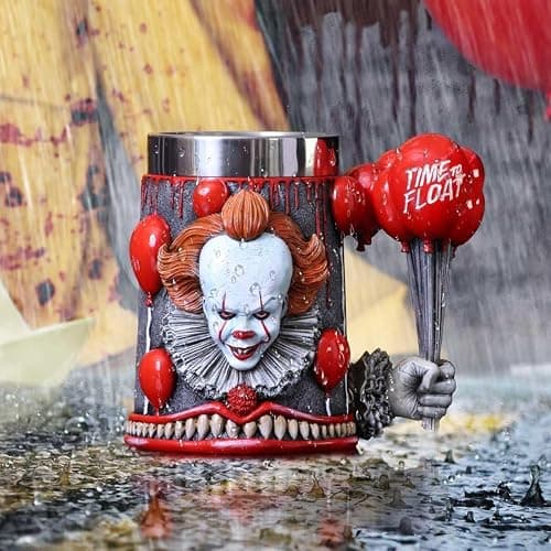 Nemesis Now IT Pennywise Clown Tankard, Hand-Painted Resin, Time to Float, Horror Movie Merchandise, Red Balloons Handle, 15.5cm thumbnail 2