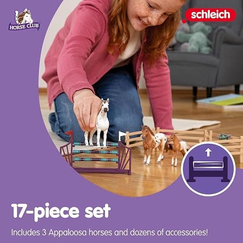 schleich Horse Club - 17PC Lisa’s Tournament Training Equestrian Playset with Appaloosa Family - Realistic Horse Toys with Jump and Fence - Animal Figurines for Screen-Free Play - Kids 5+ | 42433 thumbnail 5
