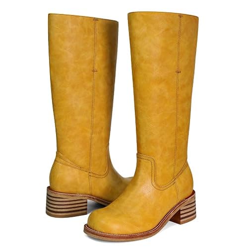 VBDB Women's Knee High Boots Square Toe Chunky Block Heel Long Boots for Women Comfortable Low Heel Womens Boots thumbnail 5