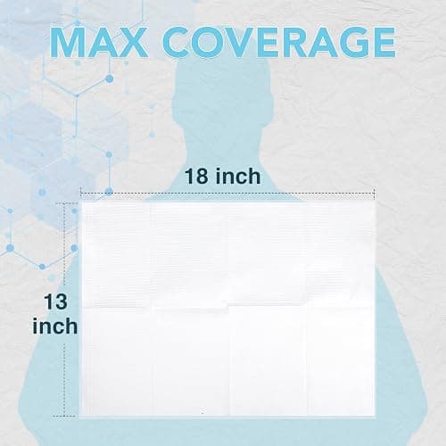 160 Pack Disposable Dental Bibs 13"x18", 3-Ply Waterproof Tattoo Bibs Sheet for Nail Salon, Dental Clinic, Feeding, Tattoo Shop (White) thumbnail 2