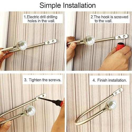 2 Pack Curtain Holdbacks Wall Mounted Curtain Tiebacks Hooks Plastic Pearl U Shape Curtain Tiebacks with Screws Curtain Ties for Home Office-Gold thumbnail 7