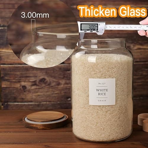 CZSZYGHBAO 2 PCS Large Glass Jar with Airtight Lid, Glass Food Storage Jars for Tea,Spice,Cereal, Egg,Flour,Coffee and More(1 gallon/4000 ml) thumbnail 4