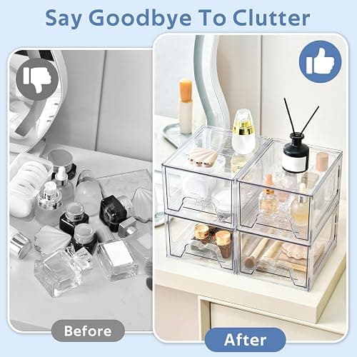 Plastic Drawers Storage, 6 Pack Clear Stackable Storage Drawers, Acrylic Storage Bins with Drawers for Fridge Organizers, Small PlasticDrawers Stackable for Makeup Organizers Cosmetic Display thumbnail 6