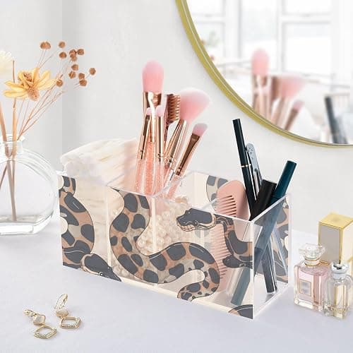 voucong Ball Python Minimalist Acrylic Pencil Holders 4 Compartments Transparent Plastic Crayon Organizer for SchoolStorage thumbnail 5