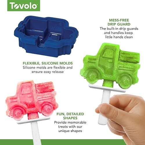 Tovolo Truck Popsicle Mold Pack of 4 Silicone Ice Pop Makers with Sticks for Kids, Stackable Construction Vehicle Shaped Frozen Treats, BPA Free Dishwasher Safe Truck Molds for Popsicles thumbnail 6