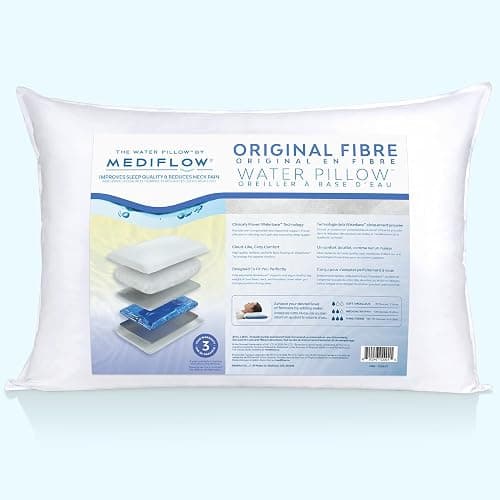 Mediflow Fibre Water Pillow - Sleeping Bed Pillow for Neck Pain Relief, Adjustable for Sleeping Positions. Side, Back and Stomach Sleeper Friendly, The First & Original Water Pillow (1 Pillow) thumbnail 7