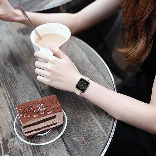 SUNFWR Leather Strap for Apple Watch 42mm 41mm 40mm 38mm 44mm 45mm 46mm | Slim&Thin Genuine Leather iWatch Replacement Elegant Band fits iWatch Series 11 10 9 8 7 6 5 4 3 2 1/SE thumbnail 8