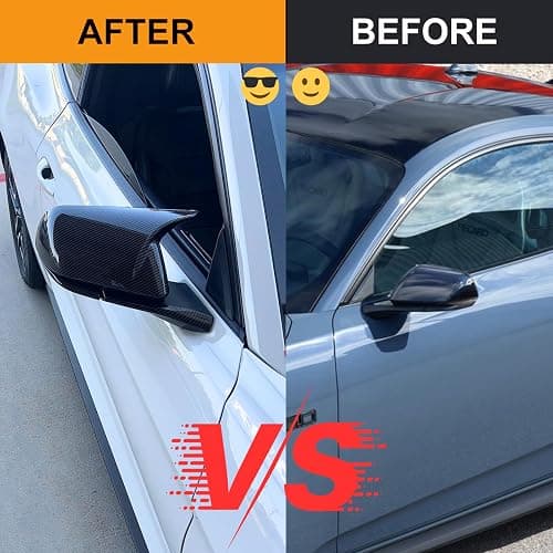 Side Mirror Cover Caps Carbon Fiber Gloss Trim for 2015-2024 Ford Mustang GT/Ecoboost/Shelby Car Aesthetic Decorations Exterior Mods Tuning Parts - Without Mirror Turn Signal Cutout thumbnail 7