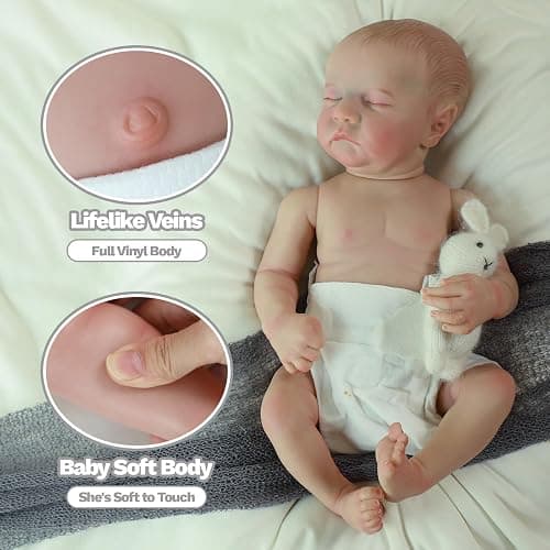 SCOM Realistic Reborn Baby Dolls - 18 Inch Real Life Baby Girl, Lifelike Doll with Anatomically Correct, Newborn Baby with Full Body Vinyl for Kids Age 3+ Gift - Levi thumbnail 5
