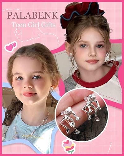 Frog Earrings Gift for Girls Kids Teen Girl Gifts Trendy Stuff Jewelry | Sterling Silver Post Hypoallergenic Stud Earrings, Cute Cool Stuff thumbnail 3