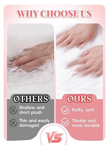 2 Pcs Locker Decor Rug for Middle ＆ High School Girls, 12" x 12", White | Cosweet Non Skid Backing, Locker Accessories, Soft Fluffy Area Carpet, Aesthetic Nail Photography Props thumbnail 4