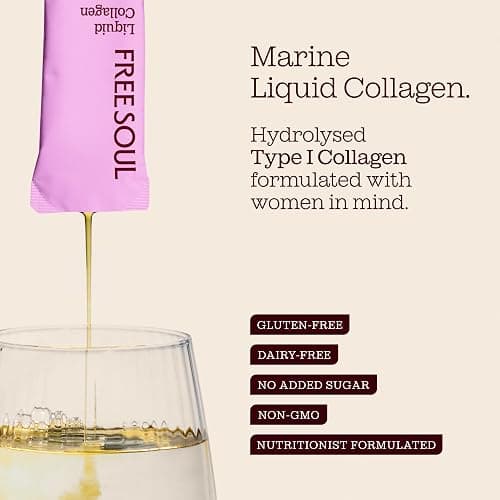 Marine Liquid Collagen 8000mg with Hyaluronic Acid, Keratin, & Vitamin C | 14 x 8000mg Hydrolysed Collagen Peptides Sachets | High Absorption Collagen Liquid Supplement by Free Soul thumbnail 4