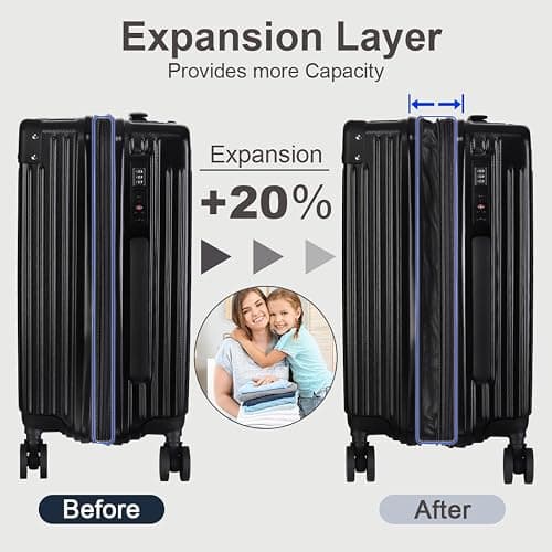 SONSENAI 3-Piece Expandable Luggage Set Suitcase in Classic Black -Double Wheel Stability & Secure TSA Locks(20in24in28in) thumbnail 4