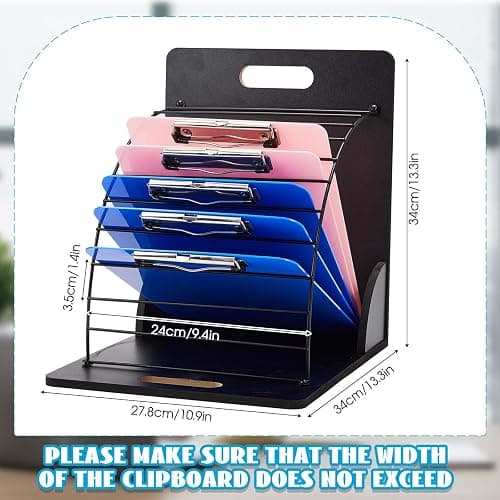 Sintuff 2 Pieces Black Clipboard Holder Wood Metal Clipboard Stand Storage Rack for Teacher Student Home Office (Assembly Required) thumbnail 3