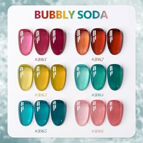 GAOY Jelly Gel Nail Polish of 6 Transparent Pink Red Blue Yellow Colors Sheer Gel Polish Kit for Salon Manicure and Nail Art DIY at Home thumbnail 3