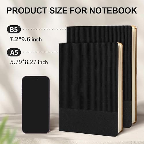 TSFPapier Lined Journal Notebook for Work College Ruled Note Book 5.79"x8.27" A5 PU Leather Daily Journaling 216 Pages for Women Men Writing Home School Supplies Business (Black) thumbnail 4