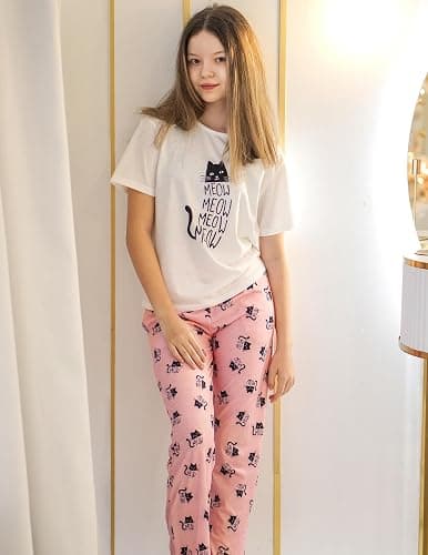 Arshiner Girls Pajama Set 3 Piece Short Sleeve Sleepwear Summer Soft Cute Pjs Outfits thumbnail 6