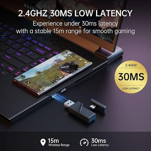 EKSA 2.4GHz Wireless Gaming Headset for PS5,PC,PS4,Switch,Mobile,Mac, Bluetooth Gaming Headphones with Microphone, RGB, 30ms Latency, 50H Battery, USB & Type-C Ultra, Wired Gaming Headset for Computer thumbnail 3