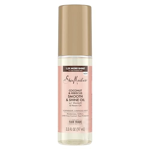 Shea Moisture Smooth & Shine Oil Coconut & Hibiscus for Lightweight, Luminous Shine, 3.3 oz - Hair Styling Agent - Image 1