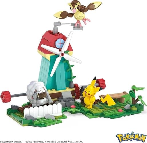 MEGA Pokemon Action Figure Building Toy Set, Countryside Windmill with 240 Pieces, Motion and 3 Poseable Characters, Gift Idea for Kids thumbnail 7