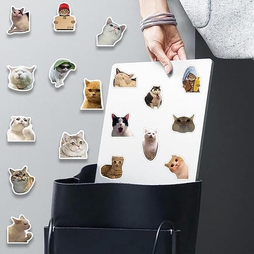 Yuyul 100 Pcs Cute Cat Meme Stickers, Funny Kitten Stickers for Journaling Laptop Scrapbook Water Bottles Guitar Suitcase, Waterproof Vinyl Decals for Teens Adults Gift thumbnail 2
