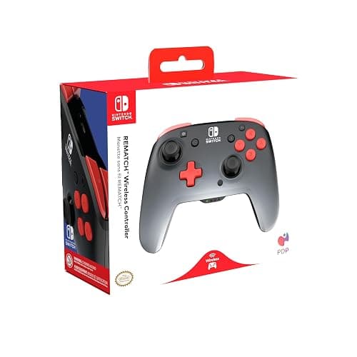 PDP REMATCH Enhanced Wireless Nintendo Switch Pro Controller, Rechargeable 40 hour battery power, Dual Programmable Gaming Buttons, 30-foot Connection, Licensed by Nintendo: Black Fade (Red & Black) thumbnail 9