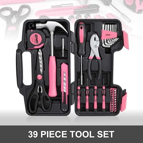 DNA MOTORING 39-Piece Household Tool Set General Repair Small Hand Tool Kit Storage Case for Home Garage Office College Dormitory Use, Pink, TOOLS-00009 thumbnail 4