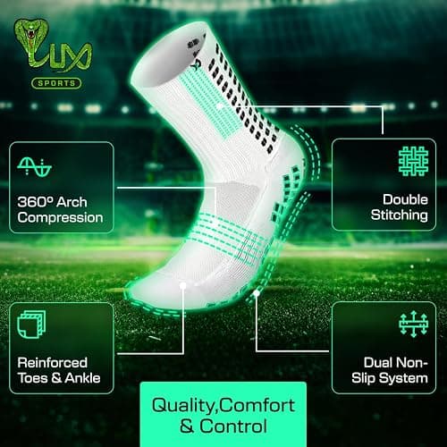 Lux Dual Grip Socks - Soccer Grip Socks for Men and Women. GripArray Performance & Comfort thumbnail 4