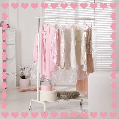 Qunclay 50 Pcs Pink Plastic Heart Hangers with 360 Degree Swivel Hook, Heavy Duty Sturdy Heart Clothes Coat Hanger, Cute Kawaii Room Decor for Adult Women, Space Saving with No Hanger Mark thumbnail 6
