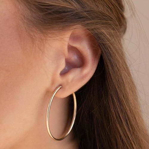 6 Pair Hoop Earring Set 14K Gold Plated Earrings,Stainless Hoop Earring Women Jewelry Gold/Silver Jewelry Gift thumbnail 3