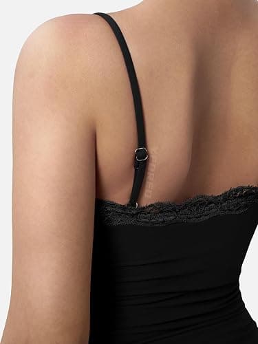 YEOREO Women Lace Cami Y2K Square Neck Double Lined Sexy Strap Tank Top Sleeveless Going Out Party Club Basic Shirt thumbnail 5