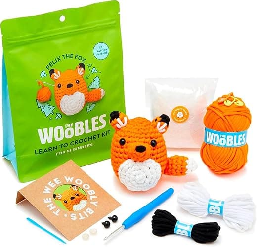 The Woobles Crochet Kit for Beginners - Easy Arts and Crafts Knitting & Crochet Animals Kit As Seen On Shark Tank - Felix The Fox - Image 1