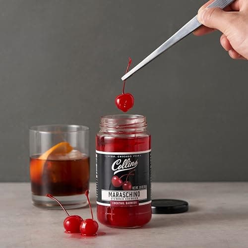 Collins Stemmed Maraschino Cocktail Cherries - Royal Anne Cherries Garnish for Cocktails, Manhattan and Old Fashioned Mix, 10oz thumbnail 6