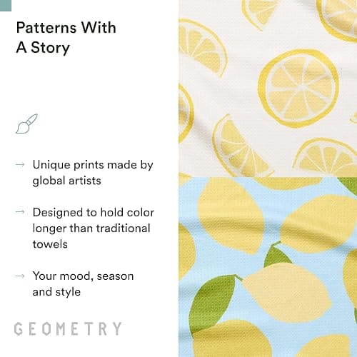 GEOMETRY Tea Towels – Spring & Summer Collection – Quick-Dry, Ultra-Absorbent, Reusable Microfiber Kitchen Towels for Drying & Cleaning - Main Squeeze - 2 Pack thumbnail 7