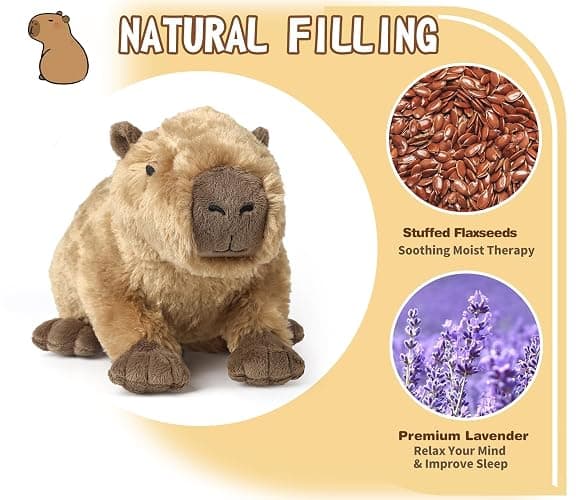 Capybara Stuffed Animals, Microwavable Stuffed Animal Adorable Fluffy Capybara Plush for Warmth Comfort, Heatable Coolable Lavender Scent Toy, Cute Soft Plushie Gift for Kids Adult & Children Boy Girl thumbnail 7