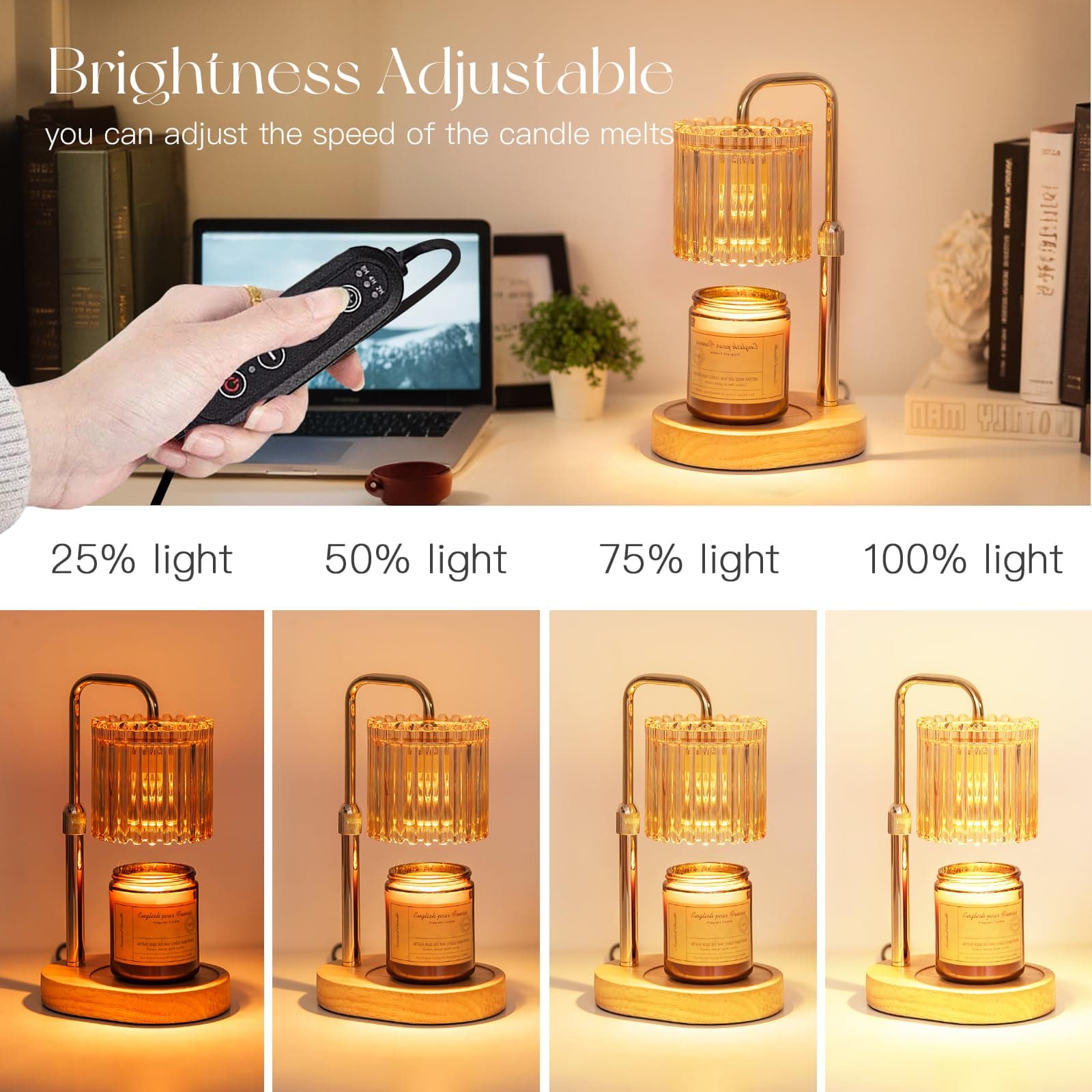 Candeldo Candle Warmer Lamp with Timer: Gold Wax Melt Warmer thumbnail 4