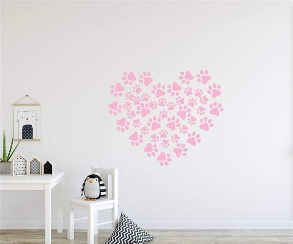 49 Pieces/Set Dog Paws Wall Decals Vinyl Pawprints Sticker Animal Footprint Wall Art Decoration for Kids Boy Girl Baby Nursery Bedroom Living Room Animal Tracks Decor YMX21 (Soft Pink) thumbnail 2