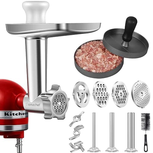 Meat Grinder Attachment for Kitchen Aid Stand Mixer, Burger Press | Food Accessories Included 4 Grinding Plates, 3 Sausage Stuffer Tubes, 2 Grinding Blades, Cleaning Brush - Image 1