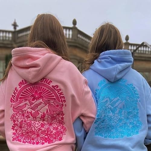Preppy Embroidered Flower Hoodies for Teen Girl Women Y2K Back Graphic Printed Oversized Pullover Hooded Sweatshirts thumbnail 6