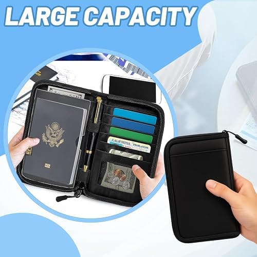 Passport Holder for Travel Essentials, RFID Blocking Protector Passport Wallets, Passport Document Organizer Case for Travel Must Have, Passport Book for Women, Couple, Family Cards, Tickets, ID, Cash thumbnail 6