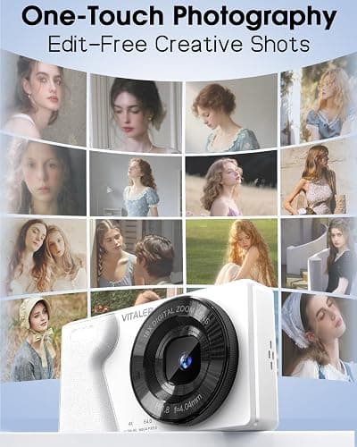 Vitaler Digital Camera with Front Rear Lens, Autofocus 64MP 4K Camera for Photography with 32GB Card, Portable Compact Point and Shoot Camera for Teens Adult Beginner with Metal Shell, 2000mAh Battery thumbnail 8