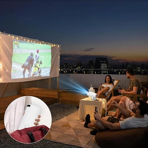 Mini Projector with WIFI 6 and Bluetooth, 4K 1080P Support Portable Projector 180° Rotatable 130'' Screen Movie Projector Auto Keystone Compatible for Laptop, PC, Smartphone (White) thumbnail 8
