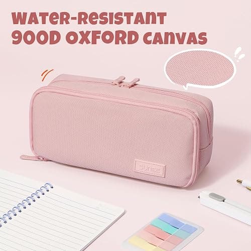 SUNEE Pencil Case, Large Capacity Pencil Pouch, Aesthetic Big Pen Bag 900D Oxford Pen Box for Office Stationery Organizer School Supplies Multifunctional for Teen Boys Girls Women Men, Pink thumbnail 8