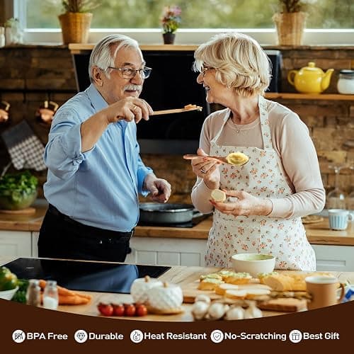 Wooden Spoons for Cooking - 8-Piece Wooden Kitchen Utensil Set made of Natural Solid Wood Material-Includes Spoons,Spatulas,Ladles,Mixing Spoon and Utensil Holder,Valentine's Day Gifts thumbnail 8