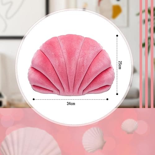 Marsui Sea Princess Seashell Decorative Pillow, Preppy Room Decor Christmas Party Gift Soft Chair Cushion Cute Clam Throw Pillow for Sofa Bed Living Room(Pink,13.4 x 9.8 in) thumbnail 3