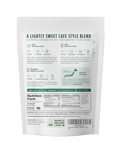 Jade Leaf Matcha Organic Café Style Sweetened Matcha Latte Premium Barista Crafted Mix - Original - Authentically Japanese (5.3 Ounce Pouch) thumbnail 3