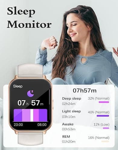 Smart Watch Answer/Make Call,Smart Watches for Women Men 1.85"HD Screen | Fitness watch with SpO2 Heart Rate Sleep Monitor Step Counter IP68 Waterproof 100+ Sports Mode for Android iOS (2 Bands) thumbnail 5