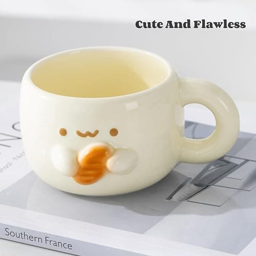 Tmtior Creative Kawaii Anime Ceramic Coffee Mugs,10 oz Hand-made Tea Cups, Cute Gifts For Women Men Kids (Bread) thumbnail 5